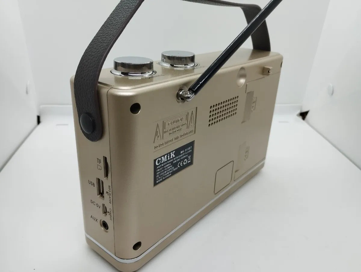 Radio Multibandas Mp3 Portatil Recargable Blue Sonido Claro Dorado