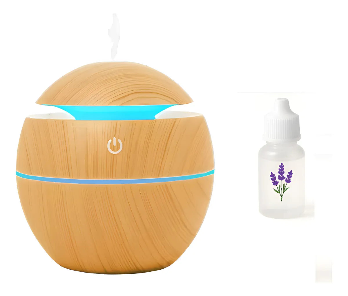 Humidificador Difusor Aire Diseño Madera Claro Redondo Esenc - Marrón Claro