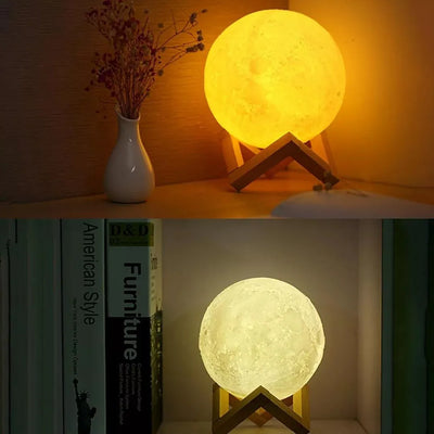 Difusor Lampara Humidificadora Luna 3d + Esencia - Blanco