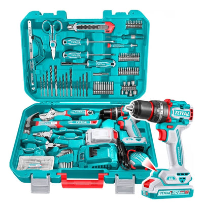 Taladro Percutor 1/2 66nm+ Kit De Herramientas 165 Pzs Total Turquesa 50 Hz/ 60 Hz