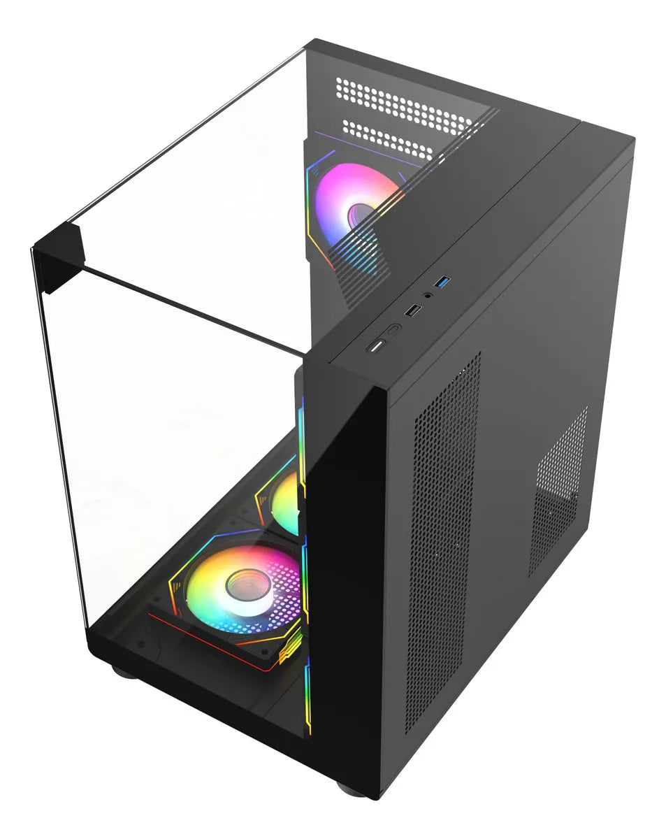 Chasis Gamer Iceberg Crystal Cube S Black 6 Fans Argb Negro
