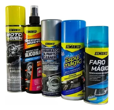 Combo Limpieza Motos Simoniz Espuma Lubricante Desinfectante