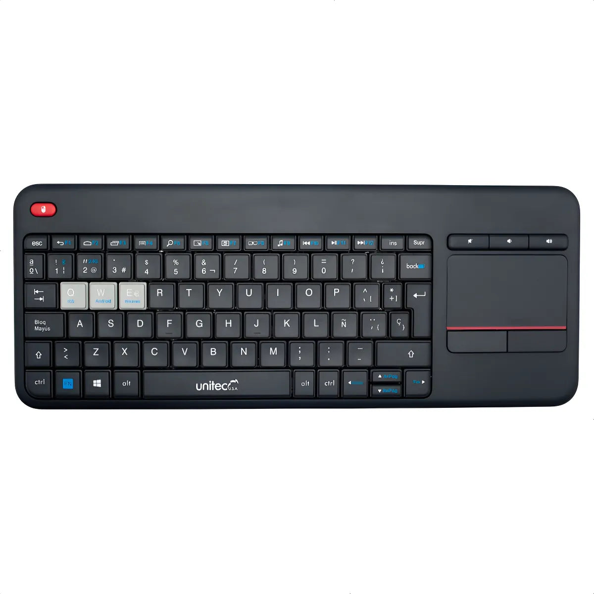 Teclado Inalámbrico Con Touchpad W001 Unitec Teclado Negro Idioma Qwerty