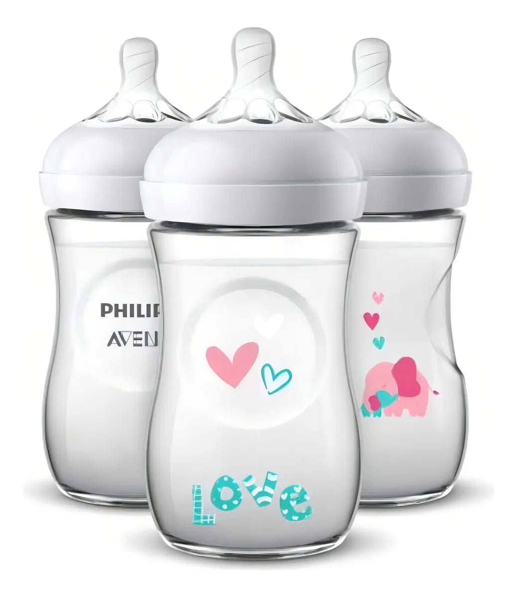 Set De 3 Biberones Elefantes Rosas Phiips Avent