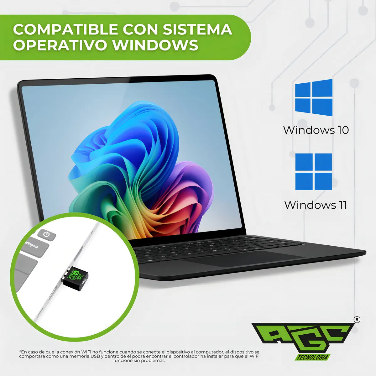 Adaptador Wifi Usb Tarjeta Red Pc 6g 5g Ax 900 Bluetooth 5.3 Doble Banda Dual / Windows 10 Y 11 / Marca Agc Tecnologia