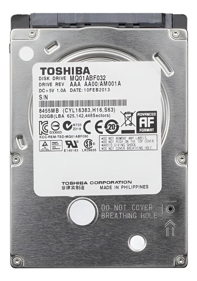 Disco Duro Toshiba Sata 320gb 2.5 Portatil Pull Usado Plateado