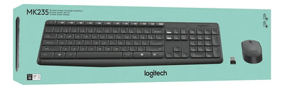 Combo Teclado Y Mouse Logitech Mk235 Inalámbrico Negro Negro Pizarra