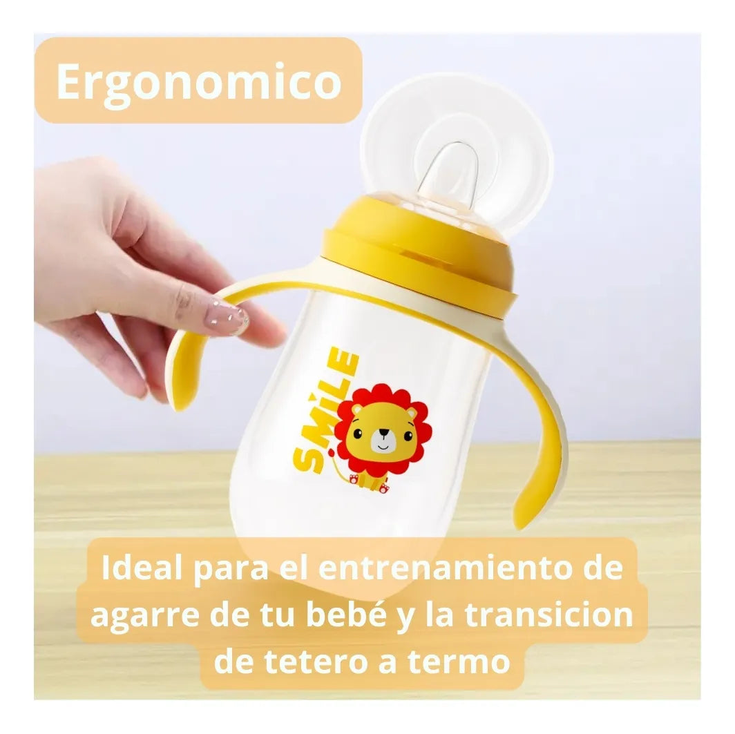 Vaso Pitillo Entrenador Antiderrame De Agua Para Bebe 9oz Color Amarillo