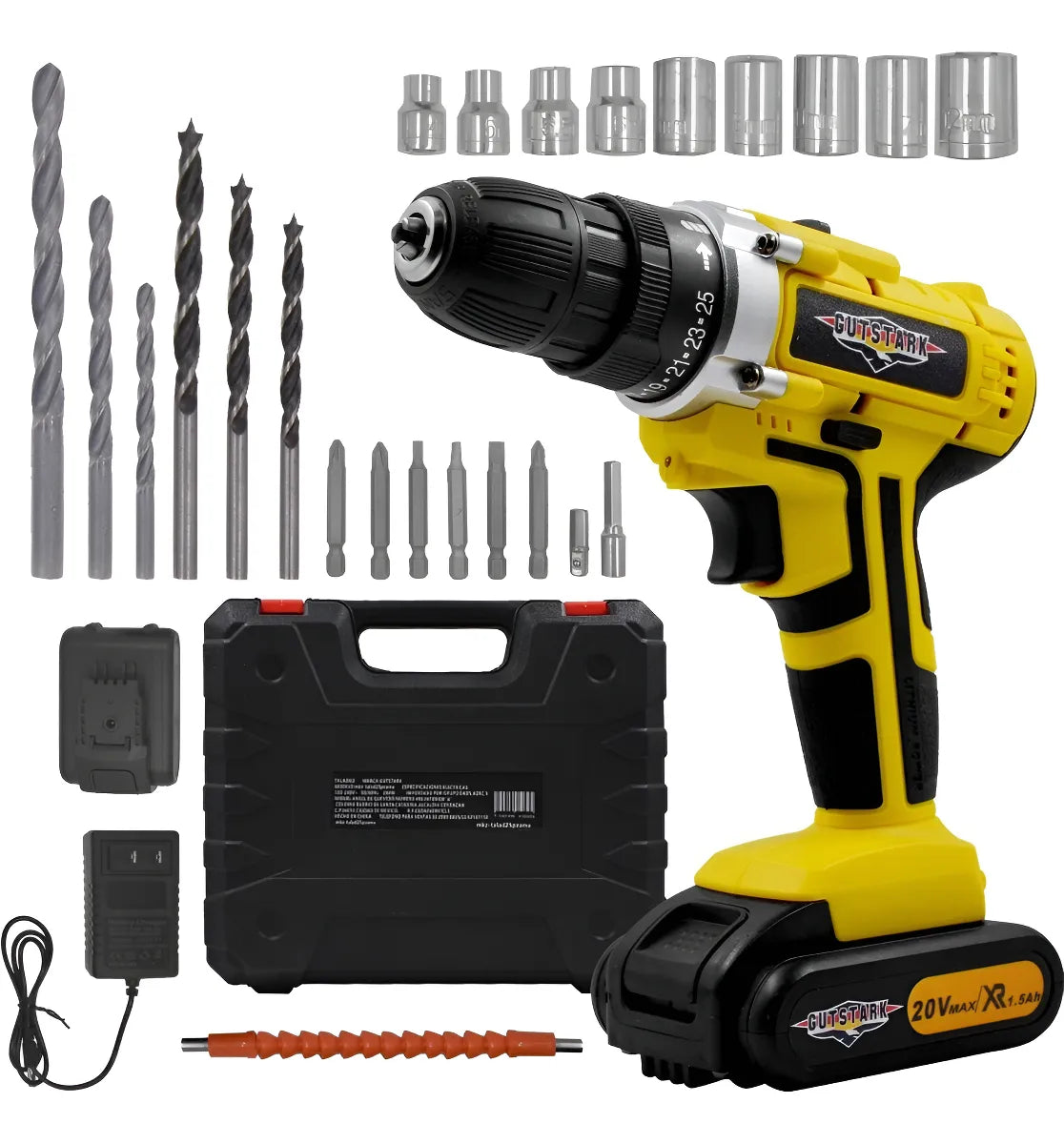 Taladro Atornillador Inalambrico 1360 Rpm Color Amarillo Frecuencia 60 rpm