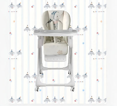 Silla Comedor Kidshop Doble Bandeja Plegable Color Gris Elefanta
