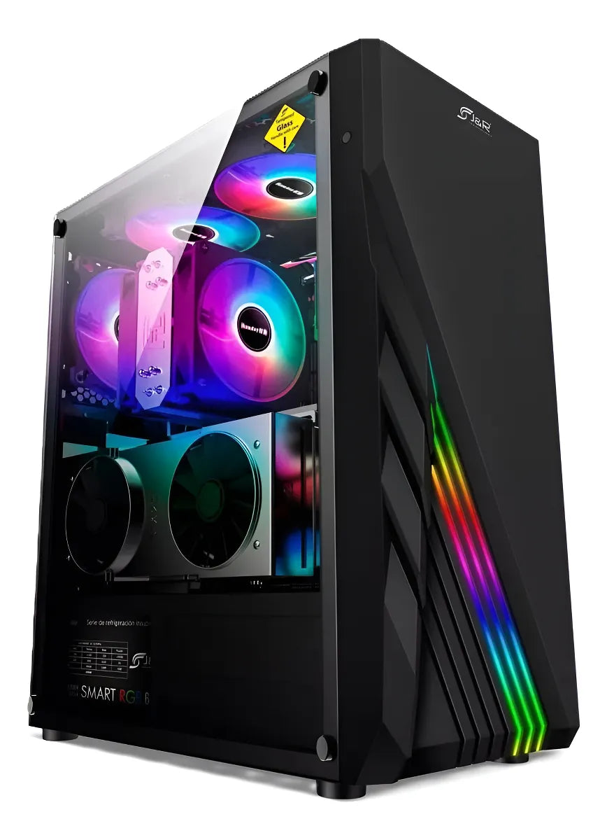 Chasis Gamer + 3 Fans Rgb Onyx Jx116 Atx / M-atx / Itx Negro