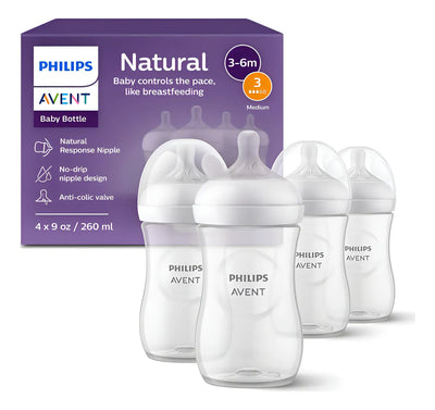 Philips Avent Natural 9oz 4 Biberones Color Transparente