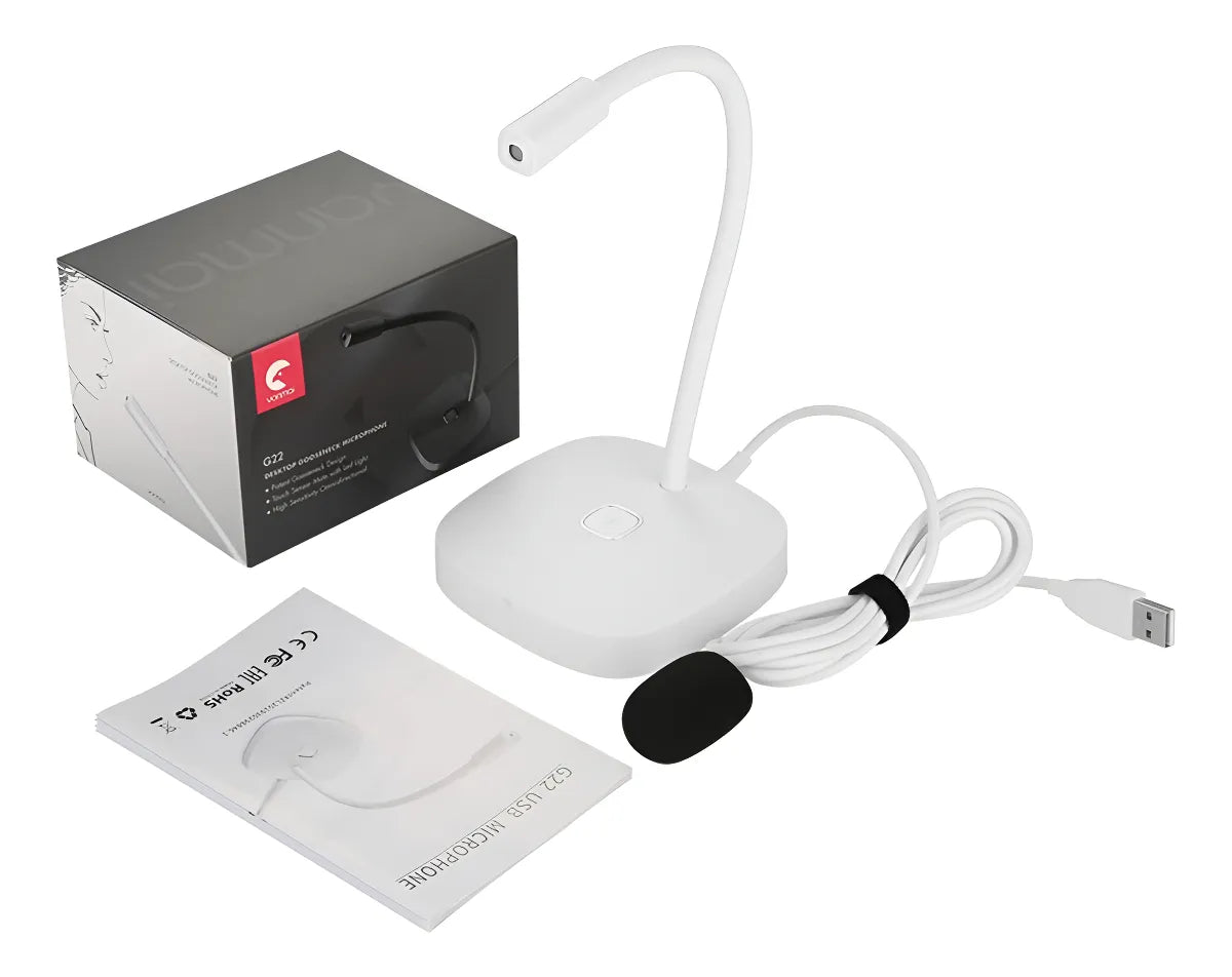 Micrófono de escritorio para pc notebook profesional color blanco G22 Seisa