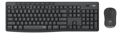 Kit de teclado y mouse inalámbrico Logitech MK295 Español Latinoamérica de color negro