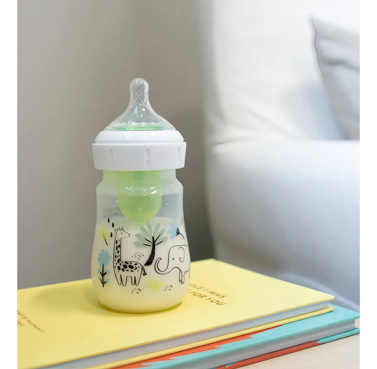 Tetero Boca Ancha 5 Oz Decorado Jungla Recien Nacidos Dr Bro Color Verde Claro