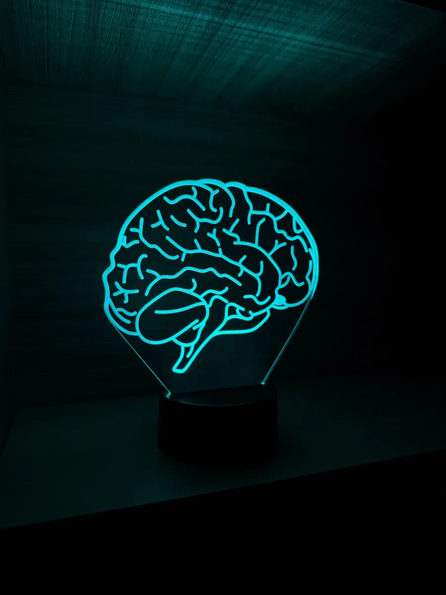 Lámpara De Noche Led Cerebro Regalo Decoración Holograma Negro