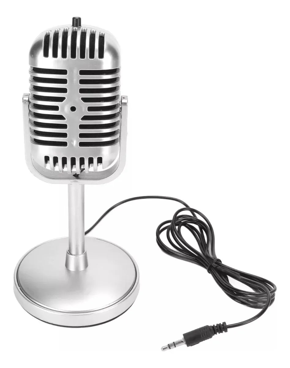 Microfono Vintage Condensador Retro Con Cable Omnidirecciona