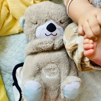 Peluche Realista Nutria Bebe Estimulacion Sensorial Sonido, Compañera De Respiración Relajante Ansiedad Te Ayuda A Dormir Color Gris