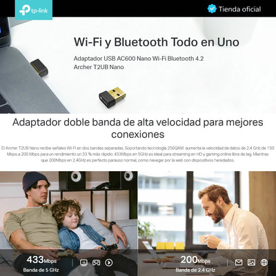 Tp-link Archer T2ub Nano, Adaptador Usb Bluetooth Wifi Ac600
