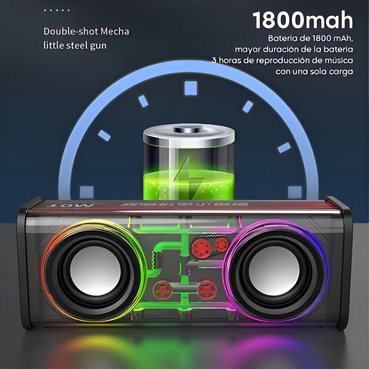 Bocina Portátil Bluetooth 5.0 Rgb 10w 1800mah Altavoces V8 Color Negro