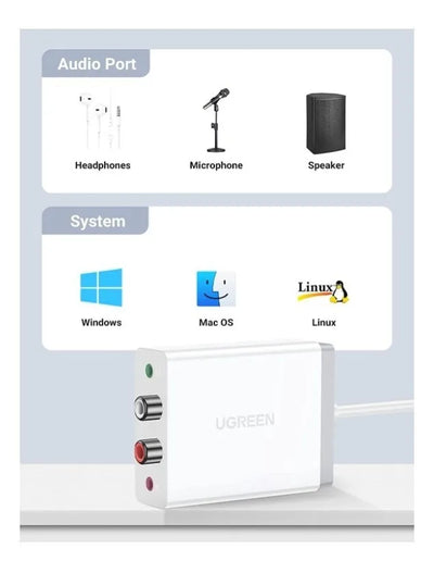 Adaptador De Audio De Tarjeta De Sonido, Ugreen