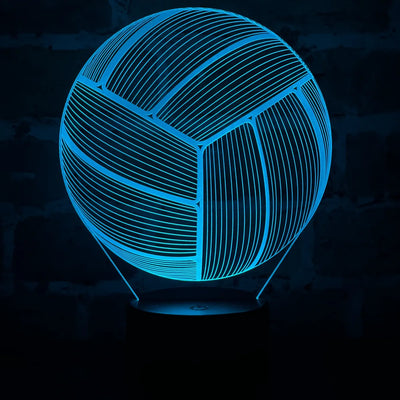 Lámpara De Noche Led 3d Balon Voleibol Regalo Holograma - Negro