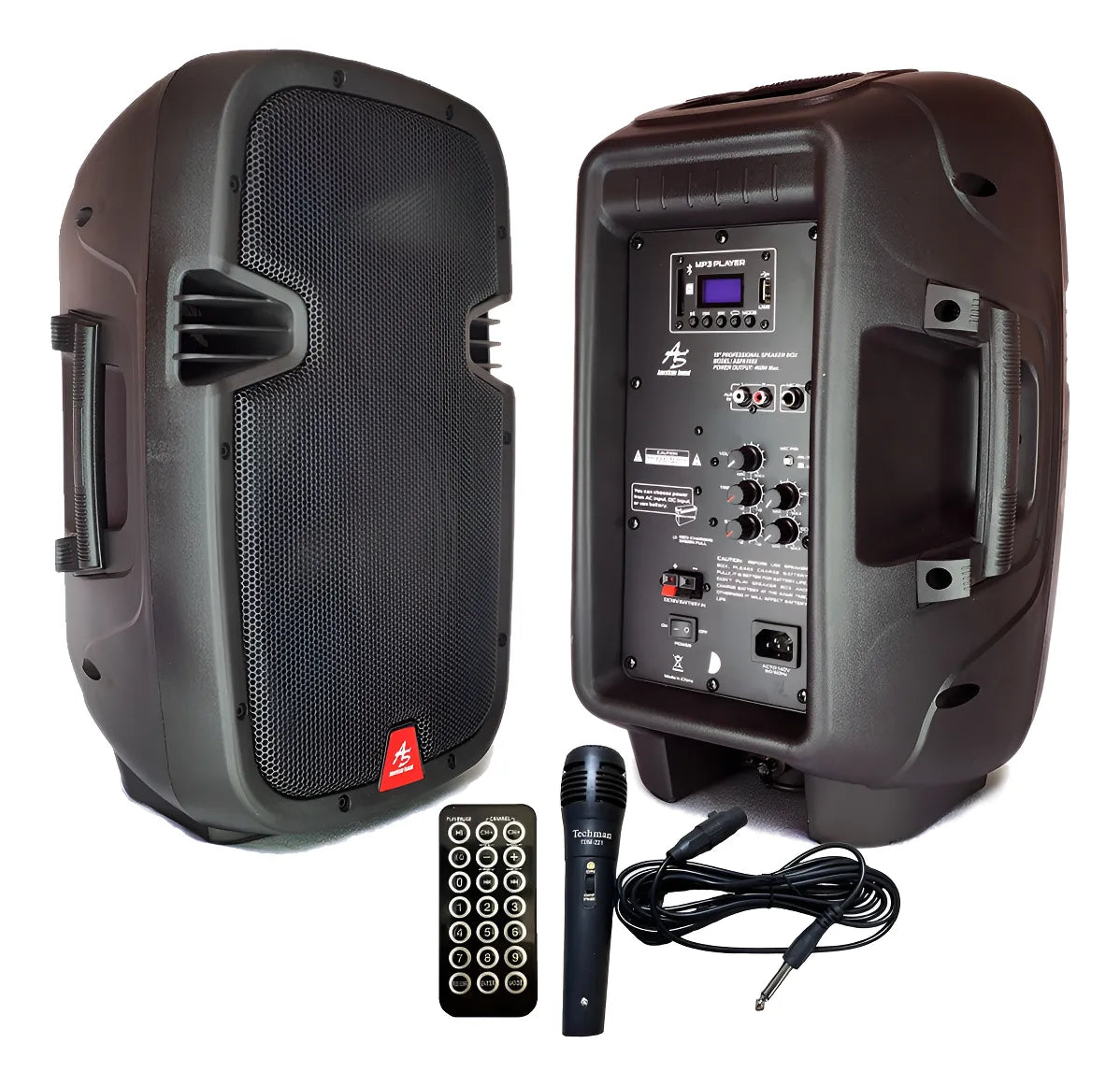 Parlante Inalámbrico 400w American Sound Aspa108x+mic Negro