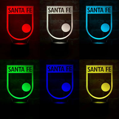 Lámpara De Noche Led Santa Fe Holograma Decoración Regalo Negro