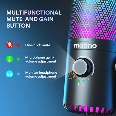 Micrófono Maono DM30 RGB condensador Cardioide Programable