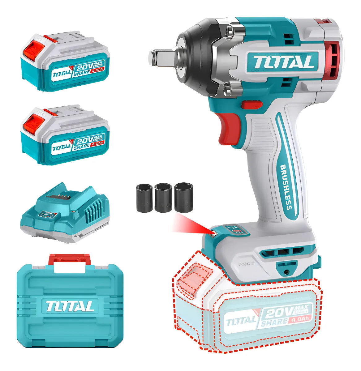 Atornillador De Impacto Industrial 1/2 2b 4.0a 500nm Total Turquesa 50 Hz/60 Hz