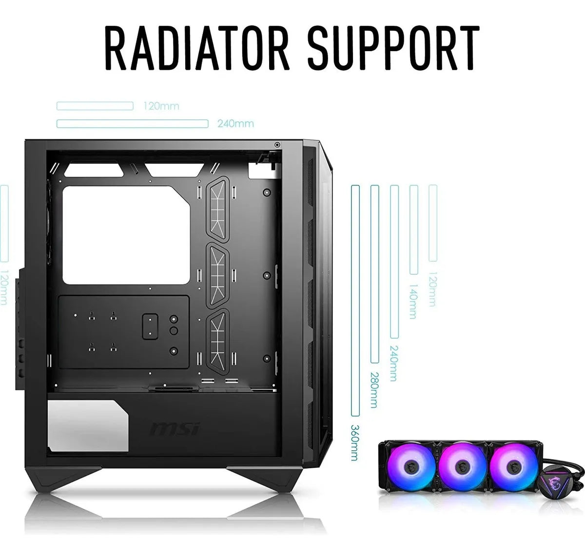 Carcasa Gungnir 110r De La Serie Msi Mpg, Ventilador Argb De