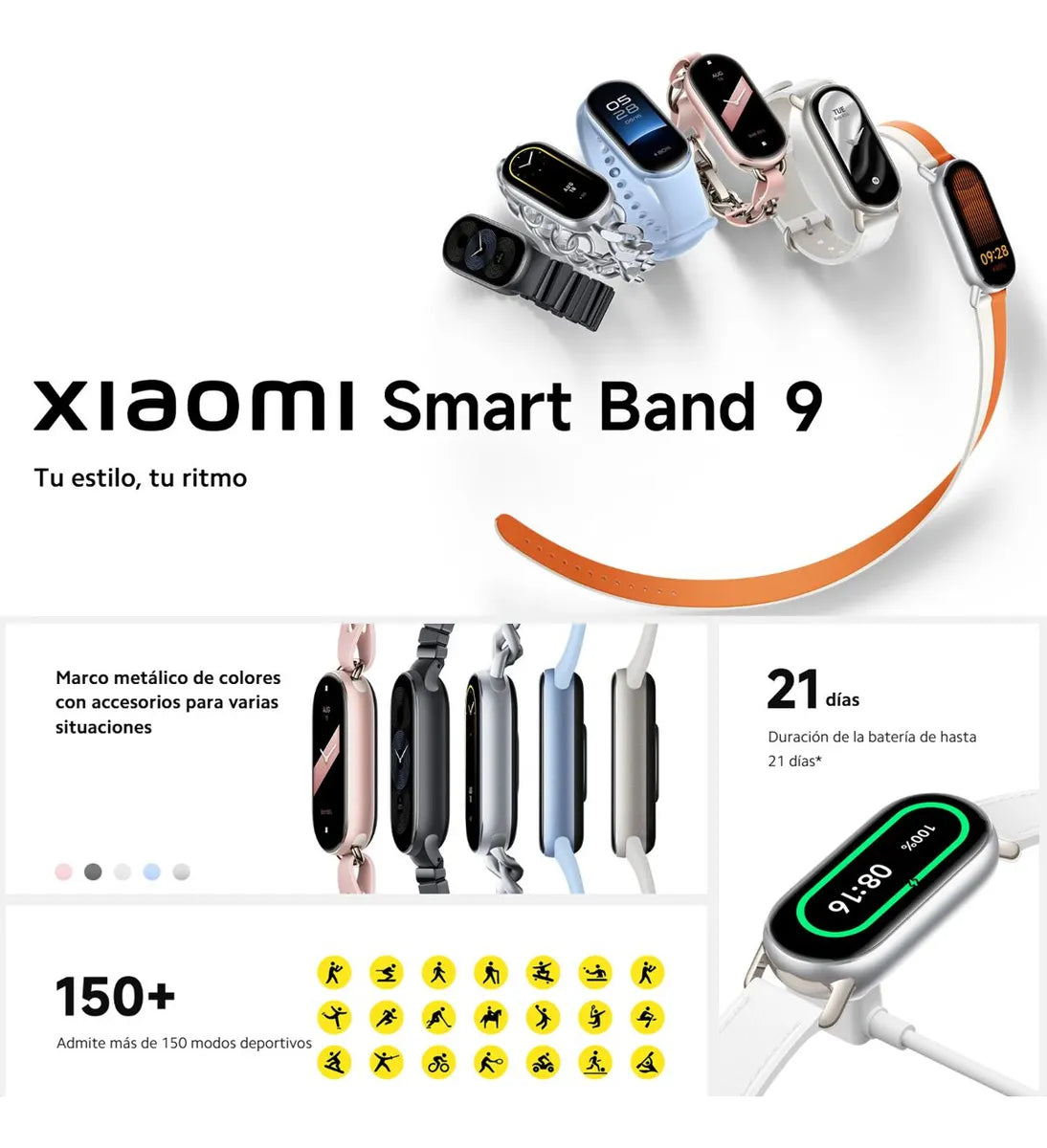 Combo Xiaomi: Smartwatch Smart Band 9 + Buds 6 Active Blanco Sport