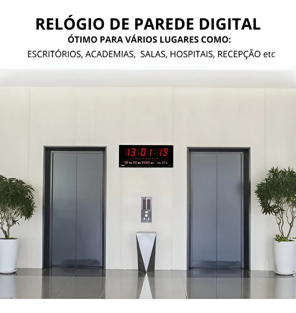 Reloj de pared LED digital grande con temperatura de día, mes y año