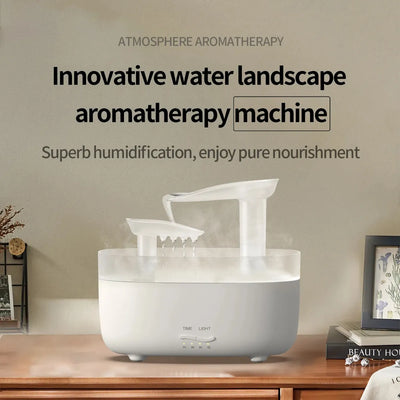 Humidificador De Aromas Vapor Cascada Luz Led + Esencia - Negro