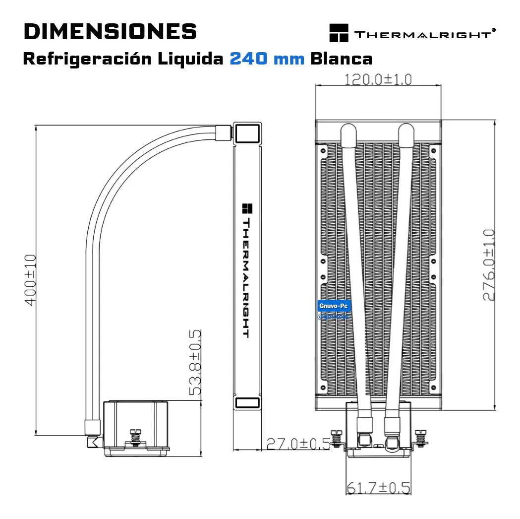 Refrigeracion Liquida Ta 240 Mm Argb Lga 1700 Am5 Am4 Blanca