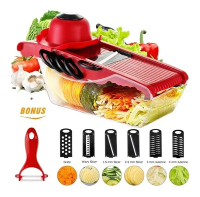 Cortador Verduras Mandoline 6 En 1 Rallador Rebanador