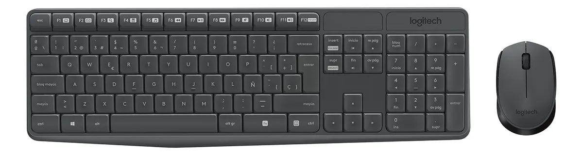Combo Teclado Y Mouse Logitech Mk235 Inalámbrico Negro Negro Pizarra