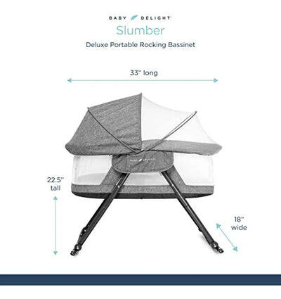 Cuna Mecedora Portátil Con Dosel Removible, Gris Tweed