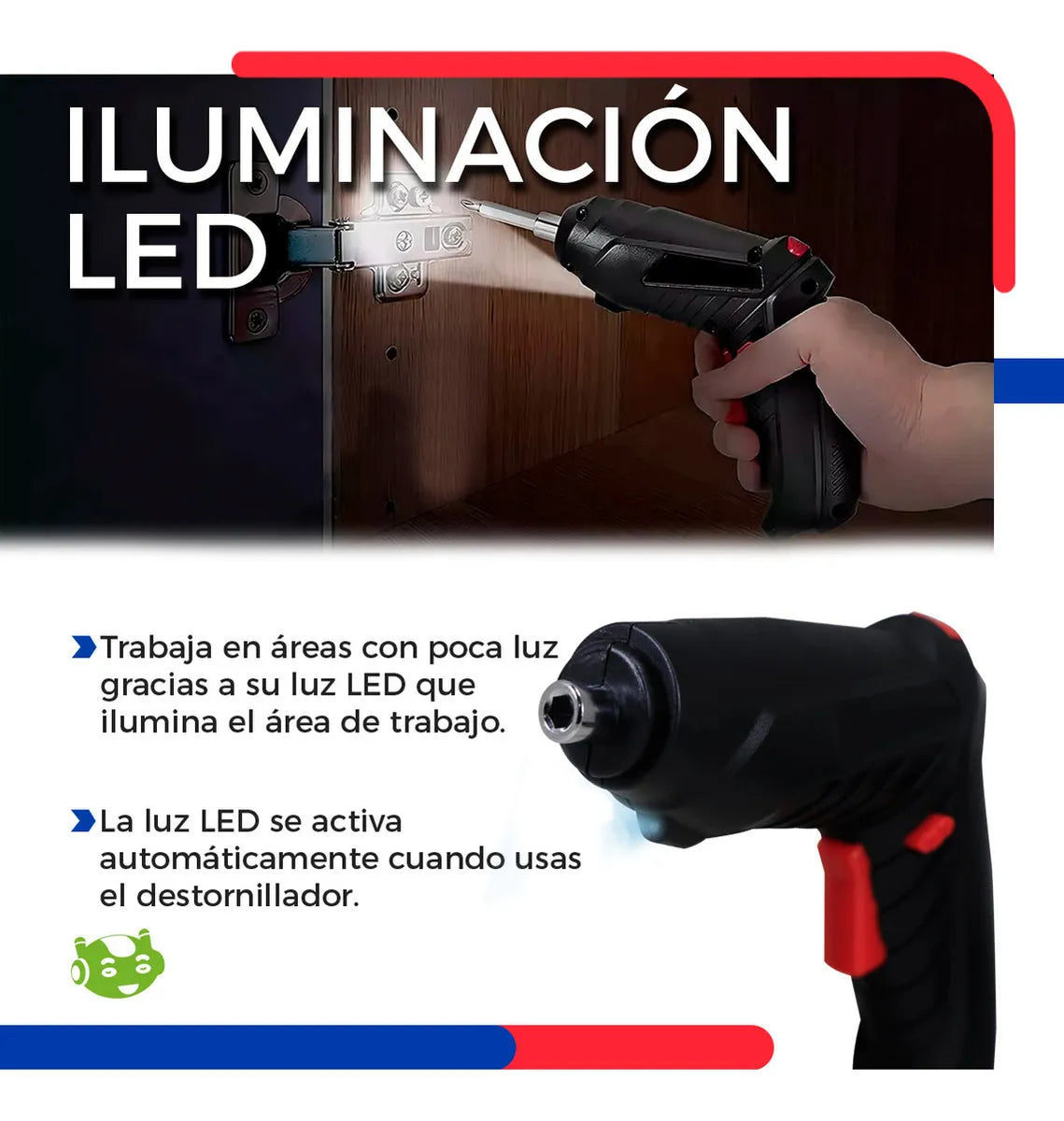 Kit Destornillador Eléctrico Recargable Inalámbrico - Negro