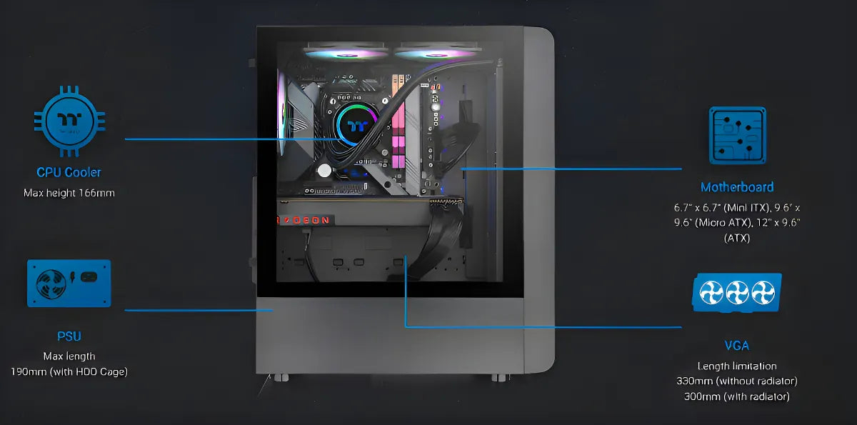 Gabinete Gamer Thermaltake S200 Tg Argb Black 3x120mm Rgb F