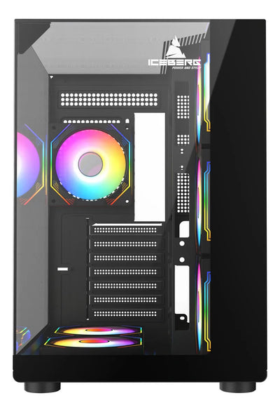 Chasis Gamer Iceberg Crystal Cube S Black 6 Fans Argb Negro
