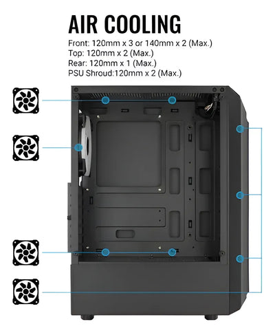 Gabinete Chasis Gamer Aerocool Bionic Fan Y Tira Rgb Vidrio Color Blanco