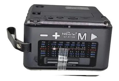 Parlante Bluetooth Recargable Radio Am/fm/sw Usb Auxiliar 88 Negro