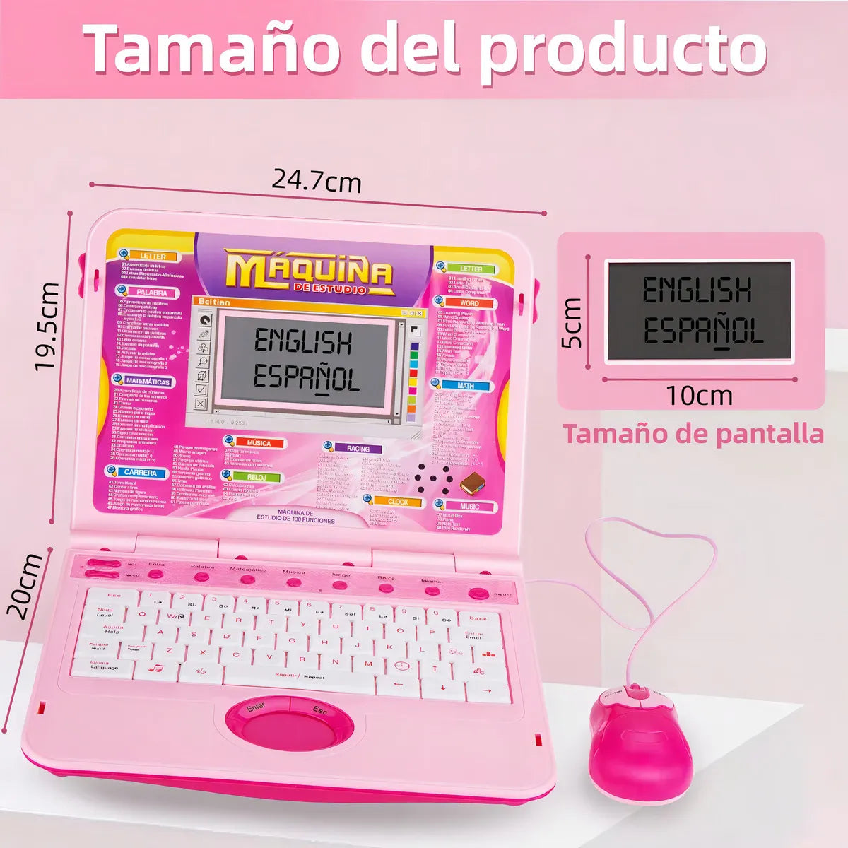Computadora Infantil Bei Tian 246ES Didáctica Portátil Color Rosa 66 Programas