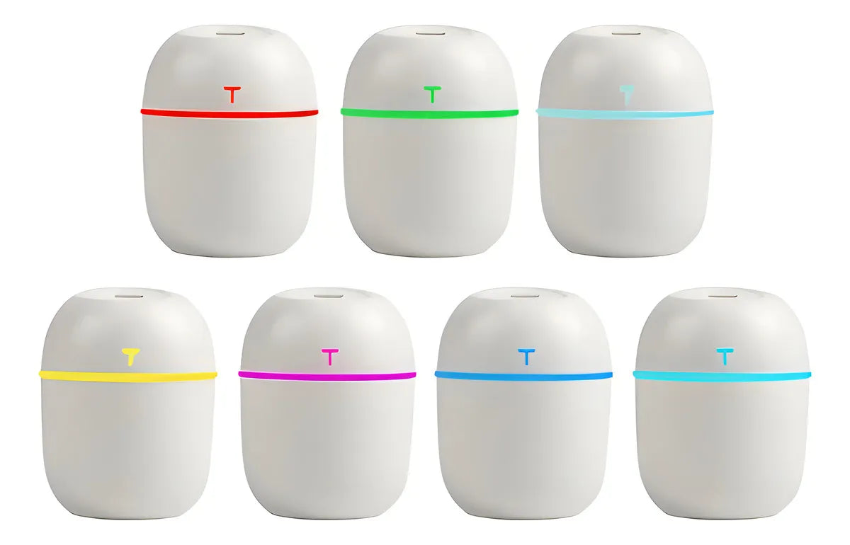 Mini humidificador de aire portátil, purificador USB, LED, 220 ml, color blanco