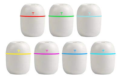 Mini humidificador de aire portátil, purificador USB, LED, 220 ml, color blanco