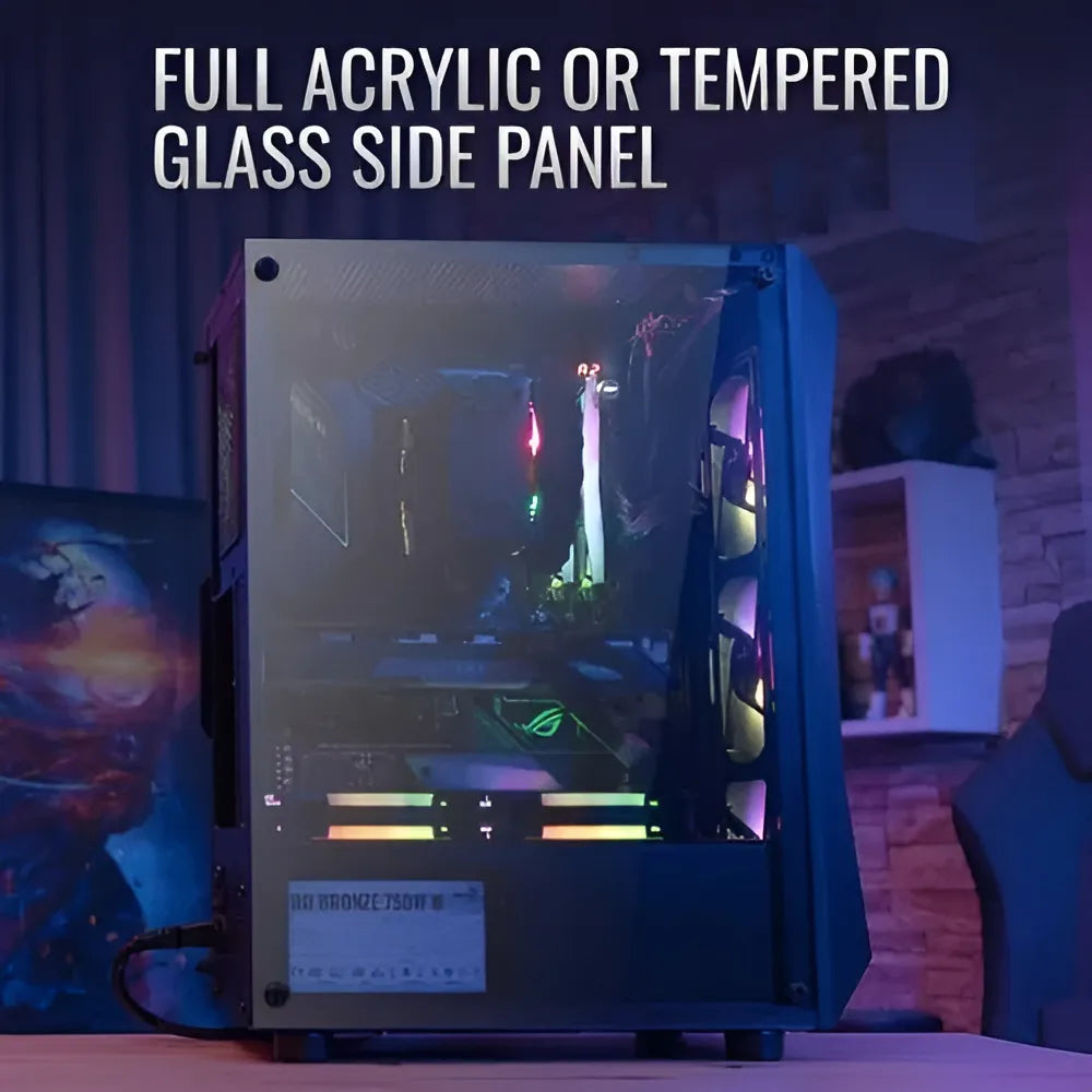 Chasis Caja Gamer Aerocool Falcon Rgb Vidrio 4 Fans Argb Color Negro