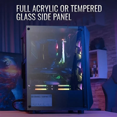 Chasis Caja Gamer Aerocool Falcon Rgb Vidrio 4 Fans Argb Color Negro