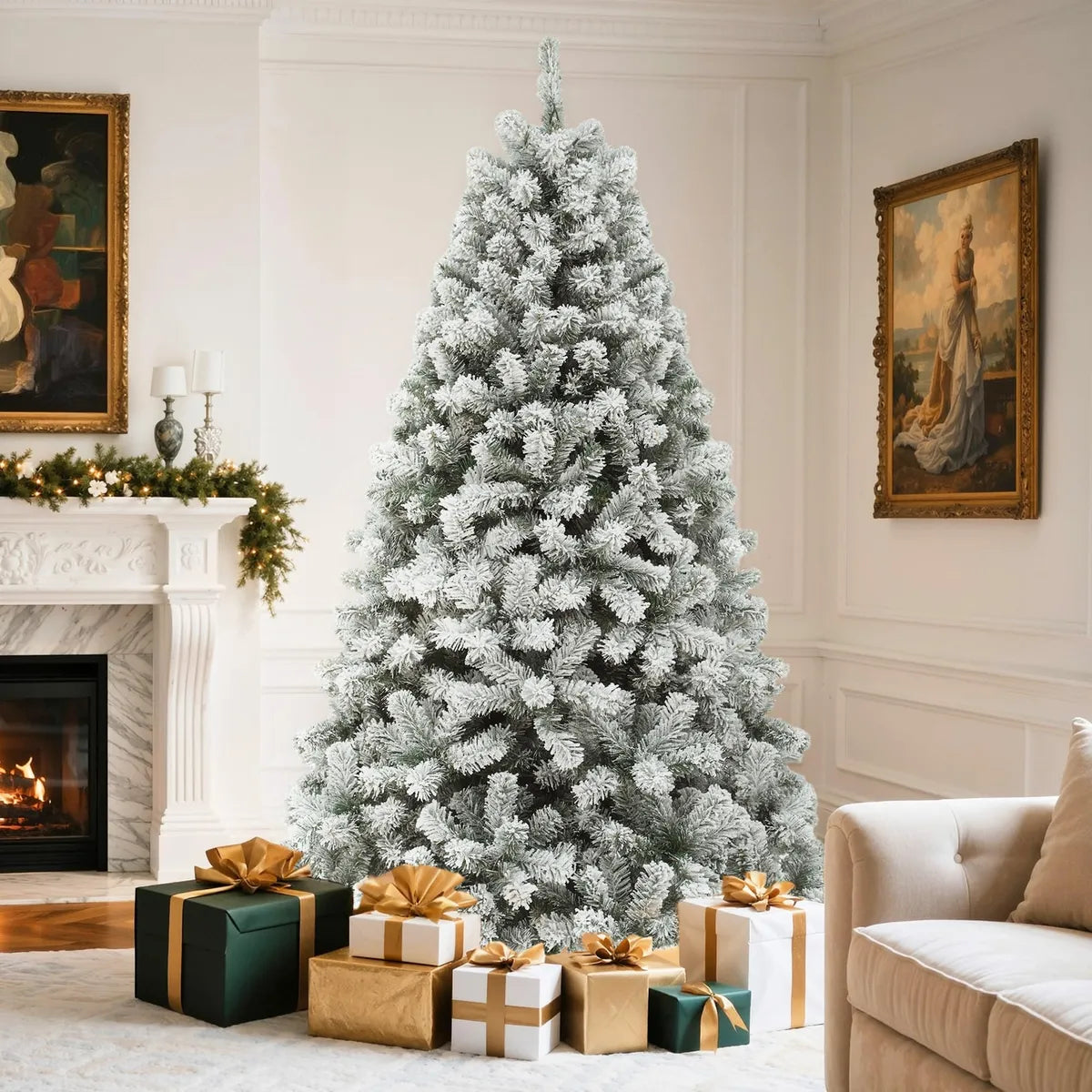 Yitahome Arbol De Navidad Artificial Lleno De Nieve, Pino De