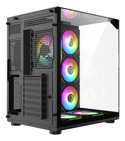 Chasis Gamer Iceberg Crystal Cube S Black 6 Fans Argb Negro